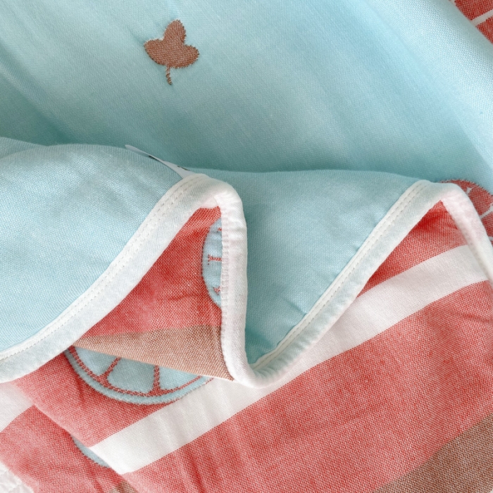 91家纺网 家纺一手货源 找家纺 爱港 2023新款专版全棉A类10层纱布毛巾被盖毯 橙梦