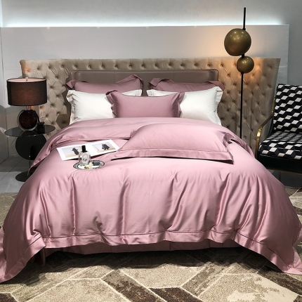 91家纺网 家纺一手货源 找家纺 2022款140支素色镂空全棉四件套纯棉臻系列含礼盒