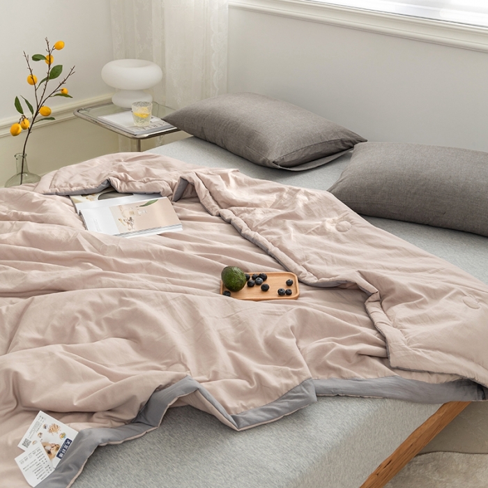 91家纺网 家纺一手货源 找家纺 森林人 2022新款水洗棉大豆纤维夏凉被 风格2 卡其