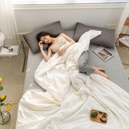 91家纺网 家纺一手货源 找家纺 2022新款水洗棉大豆纤维夏凉被 风格2 珍珠白