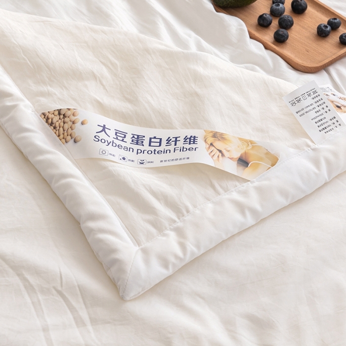 91家纺网 家纺一手货源 找家纺 2022新款水洗棉大豆纤维夏凉被 风格2 珍珠白