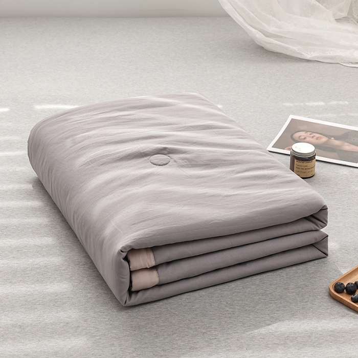 91家纺网 家纺一手货源 找家纺 森林人 2022新款水洗棉大豆纤维夏凉被 风格2 绅士灰