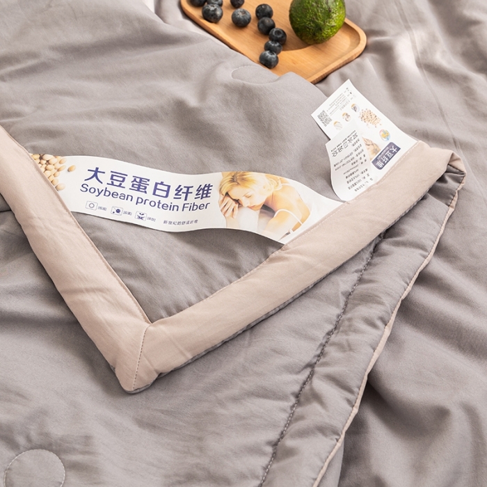 91家纺网 家纺一手货源 找家纺 森林人 2022新款水洗棉大豆纤维夏凉被 风格2 绅士灰