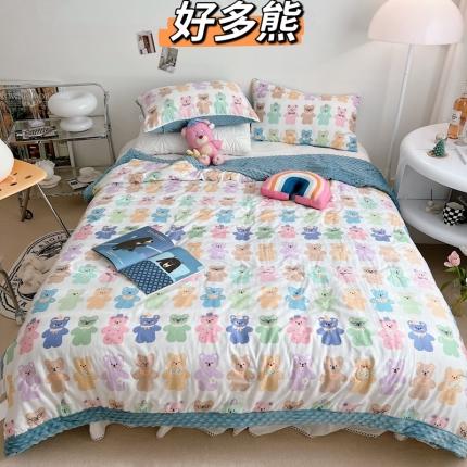 91家纺网 家纺一手货源 找家纺 星期八 2022新款豆豆夏被包边款 好多熊