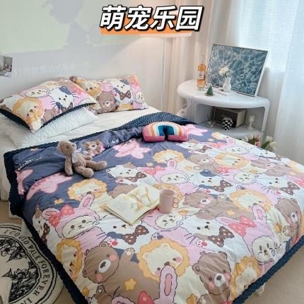91家纺网 家纺一手货源 找家纺 星期八 2022新款豆豆夏被包边款 萌宠乐园
