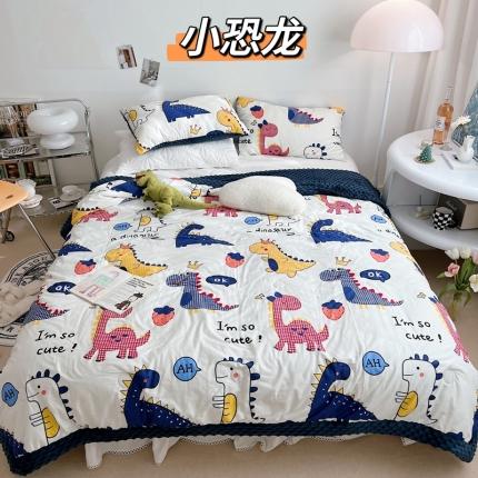 91家纺网 家纺一手货源 找家纺 星期八 2022新款豆豆夏被包边款 小恐龙