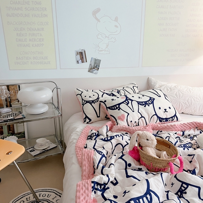 91家纺网 家纺一手货源 找家纺 星期八 2022新款豆豆夏被包边款 大白兔