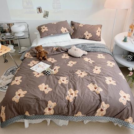 星期八 2022新款豆豆夏被包边款 咖啡熊