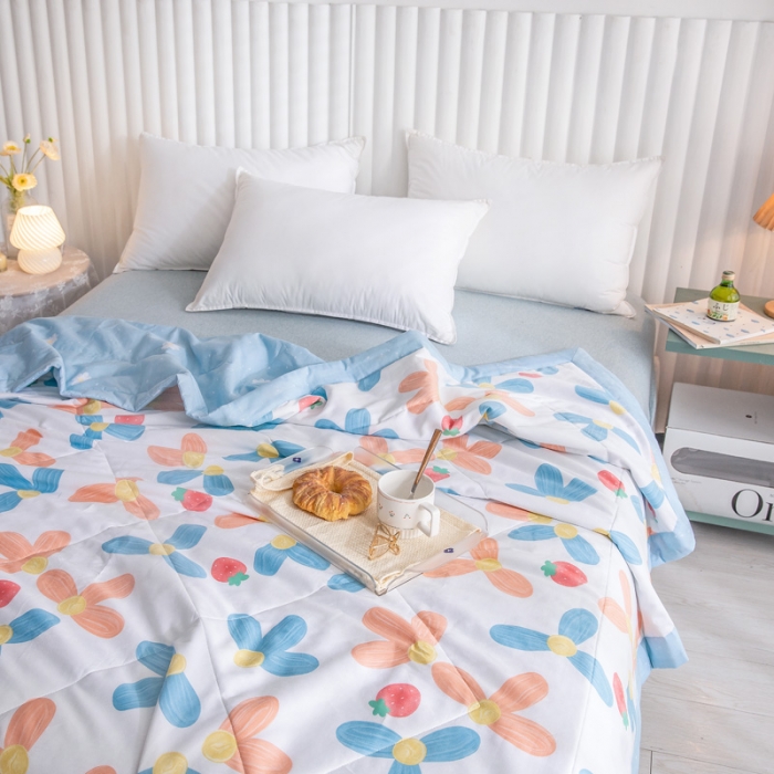 91家纺网 家纺一手货源 找家纺 绵庭家纺 2023新款舒适亲肤全棉单夏被 北岛诗情