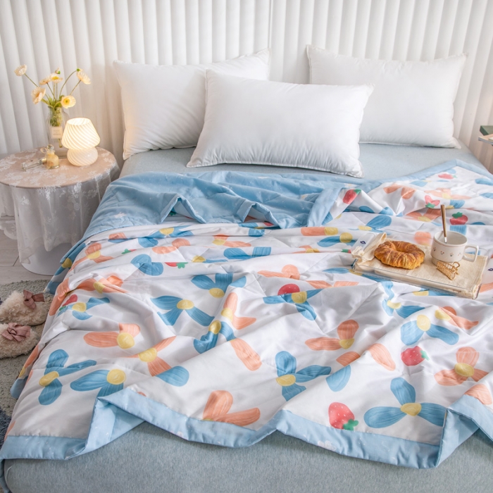 91家纺网 家纺一手货源 找家纺 绵庭家纺 2023新款舒适亲肤全棉单夏被 北岛诗情