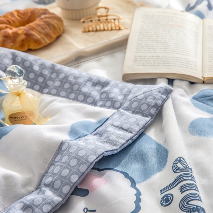 91家纺网 家纺一手货源 找家纺 绵庭家纺 2023新款舒适亲肤全棉单夏被 波波熊