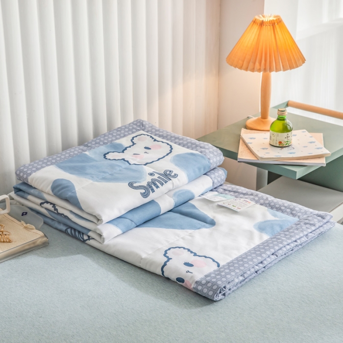 91家纺网 家纺一手货源 找家纺 绵庭家纺 2023新款舒适亲肤全棉单夏被 波波熊