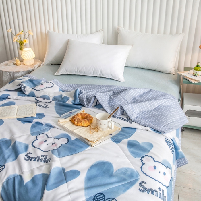 91家纺网 家纺一手货源 找家纺 绵庭家纺 2023新款舒适亲肤全棉单夏被 波波熊