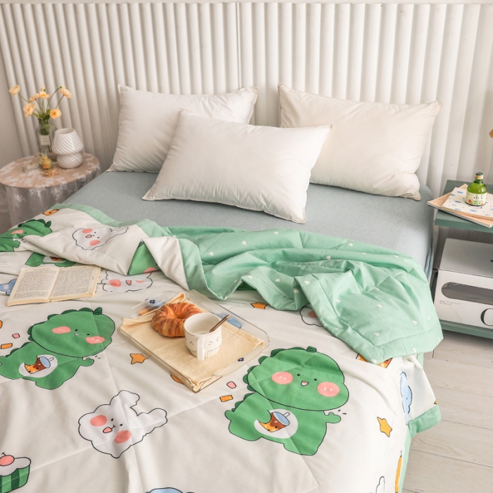 91家纺网 家纺一手货源 找家纺 绵庭家纺 2023新款舒适亲肤全棉单夏被 恐龙宝宝