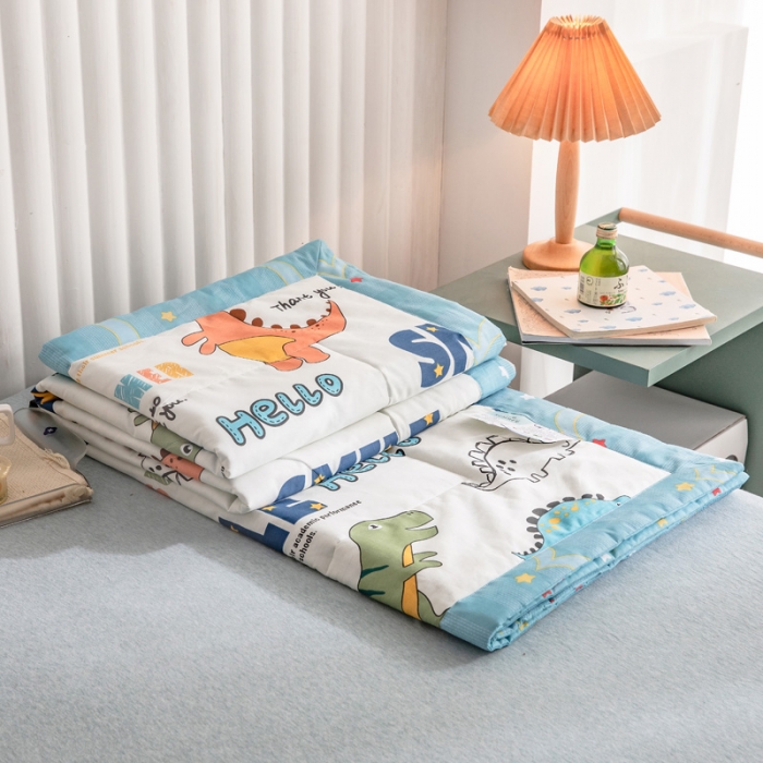 91家纺网 家纺一手货源 找家纺 绵庭家纺 2023新款舒适亲肤全棉单夏被 恐龙漫画