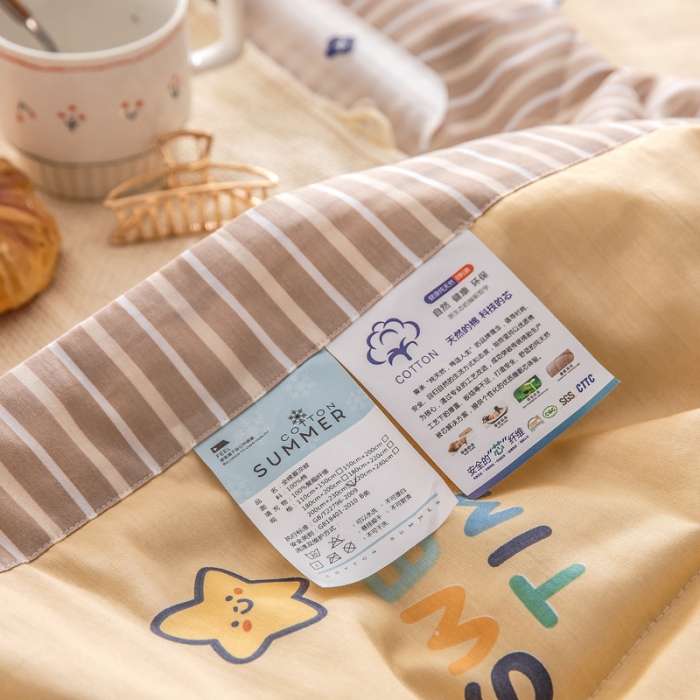 91家纺网 家纺一手货源 找家纺 绵庭家纺 2023新款舒适亲肤全棉单夏被 快乐虎-黄