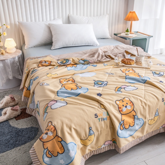 91家纺网 家纺一手货源 找家纺 绵庭家纺 2023新款舒适亲肤全棉单夏被 快乐虎-黄