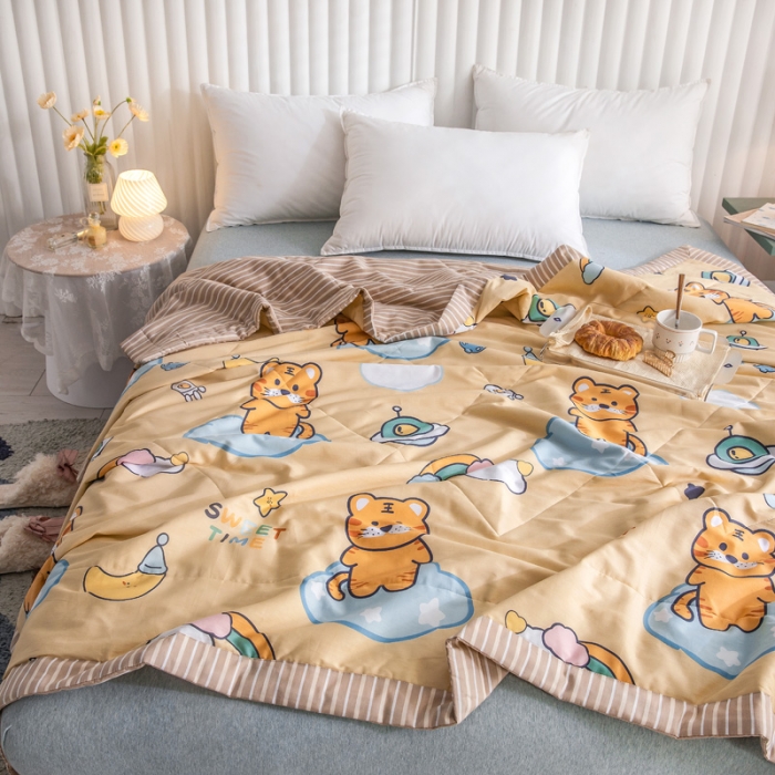 91家纺网 家纺一手货源 找家纺 绵庭家纺 2023新款舒适亲肤全棉单夏被 快乐虎-黄