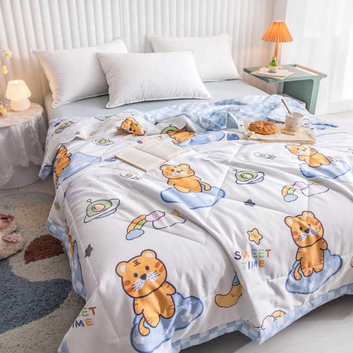 91家纺网 家纺一手货源 找家纺 绵庭家纺 2023新款舒适亲肤全棉单夏被 快乐虎-米