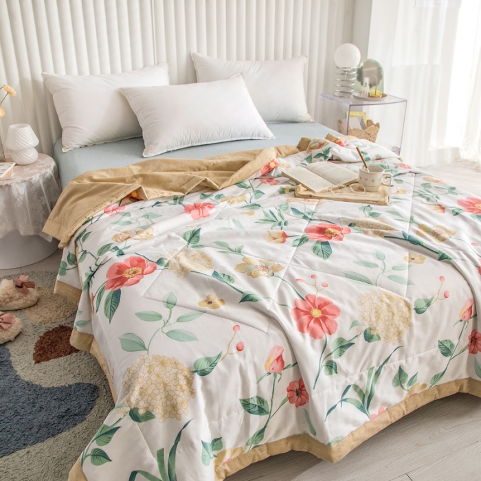 91家纺网 家纺一手货源 找家纺 绵庭家纺 2023新款舒适亲肤全棉单夏被 浪漫之约