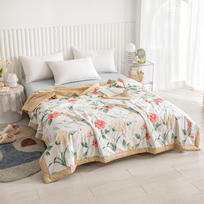 91家纺网 家纺一手货源 找家纺 绵庭家纺 2023新款舒适亲肤全棉单夏被 浪漫之约