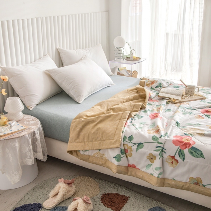 91家纺网 家纺一手货源 找家纺 绵庭家纺 2023新款舒适亲肤全棉单夏被 浪漫之约