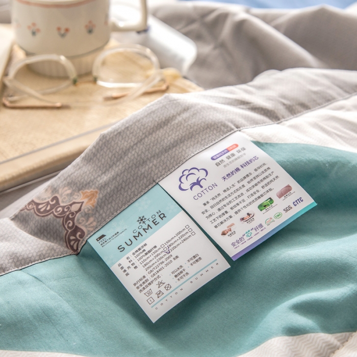 91家纺网 家纺一手货源 找家纺 绵庭家纺 2023新款舒适亲肤全棉单夏被 玫瑰条约-蓝