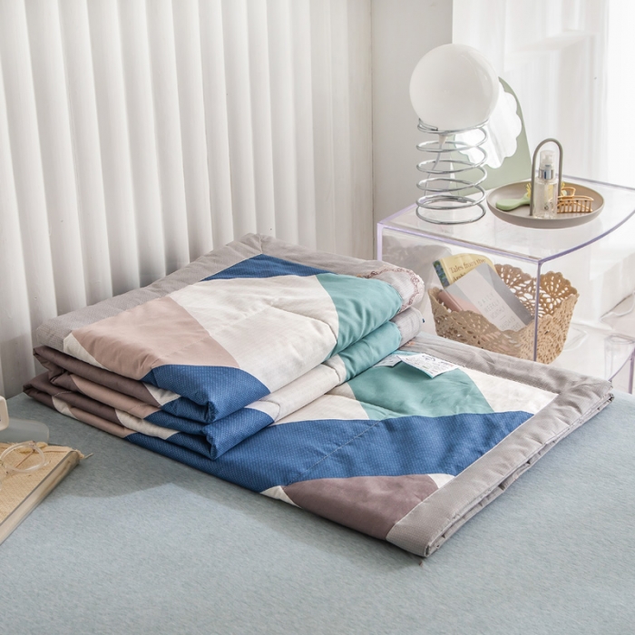 91家纺网 家纺一手货源 找家纺 绵庭家纺 2023新款舒适亲肤全棉单夏被 玫瑰条约-蓝