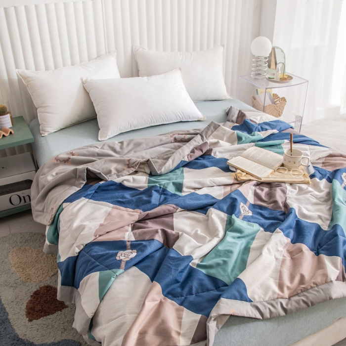 91家纺网 家纺一手货源 找家纺 绵庭家纺 2023新款舒适亲肤全棉单夏被 玫瑰条约-蓝