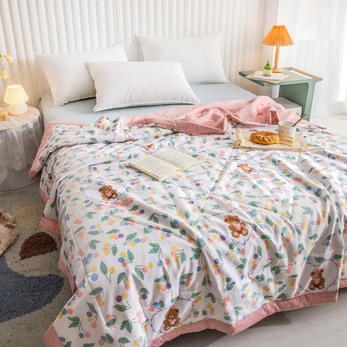 91家纺网 家纺一手货源 找家纺 绵庭家纺 2023新款舒适亲肤全棉单夏被 梦中花园