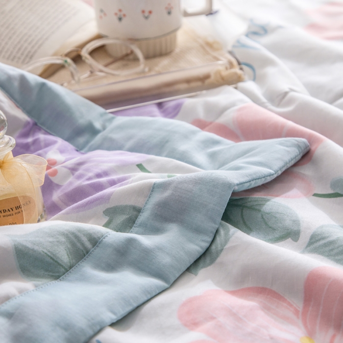 91家纺网 家纺一手货源 找家纺 绵庭家纺 2023新款舒适亲肤全棉单夏被 明月花影