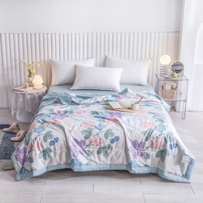 91家纺网 家纺一手货源 找家纺 绵庭家纺 2023新款舒适亲肤全棉单夏被 明月花影