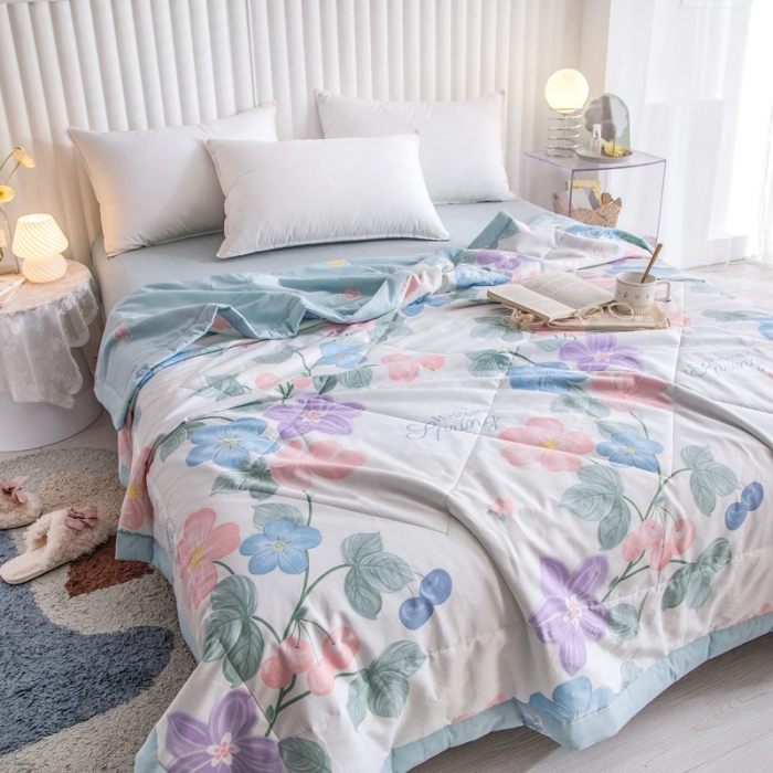 91家纺网 家纺一手货源 找家纺 绵庭家纺 2023新款舒适亲肤全棉单夏被 明月花影