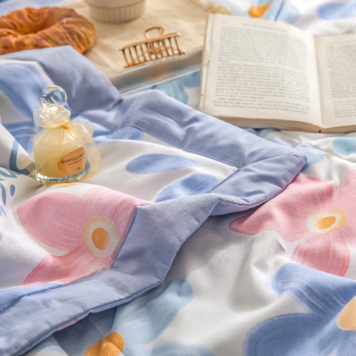 91家纺网 家纺一手货源 找家纺 绵庭家纺 2023新款舒适亲肤全棉单夏被 浅浅花漾