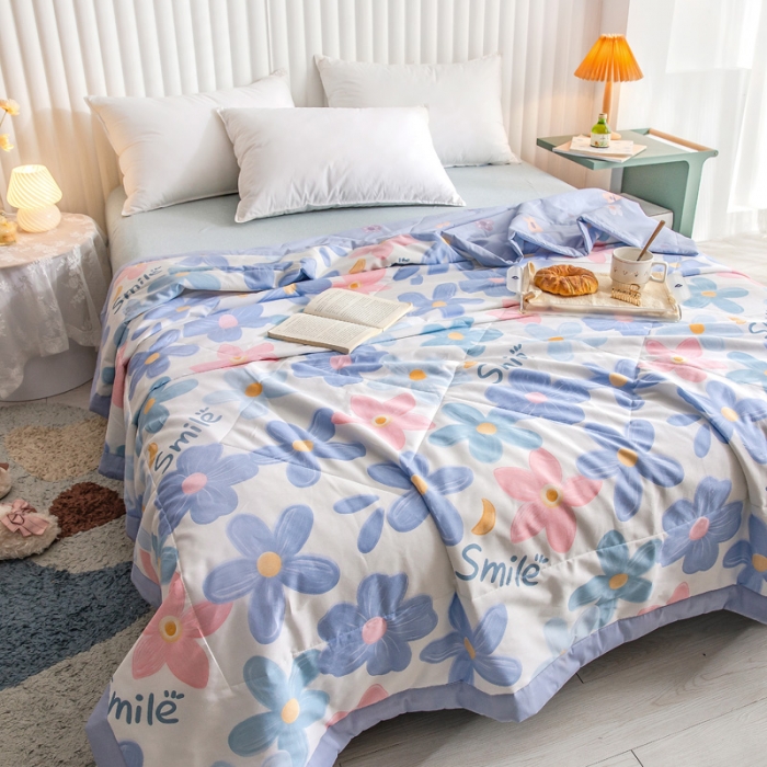 91家纺网 家纺一手货源 找家纺 绵庭家纺 2023新款舒适亲肤全棉单夏被 浅浅花漾