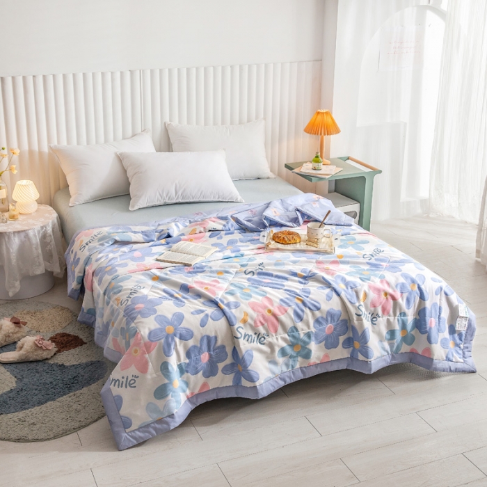 91家纺网 家纺一手货源 找家纺 绵庭家纺 2023新款舒适亲肤全棉单夏被 浅浅花漾