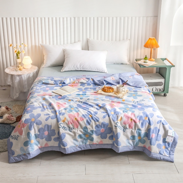 91家纺网 家纺一手货源 找家纺 绵庭家纺 2023新款舒适亲肤全棉单夏被 浅浅花漾