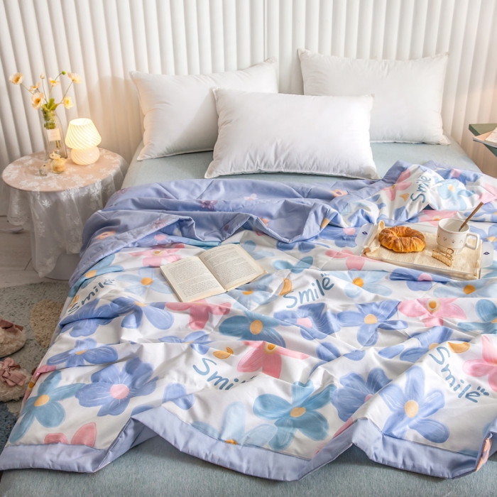 91家纺网 家纺一手货源 找家纺 绵庭家纺 2023新款舒适亲肤全棉单夏被 浅浅花漾