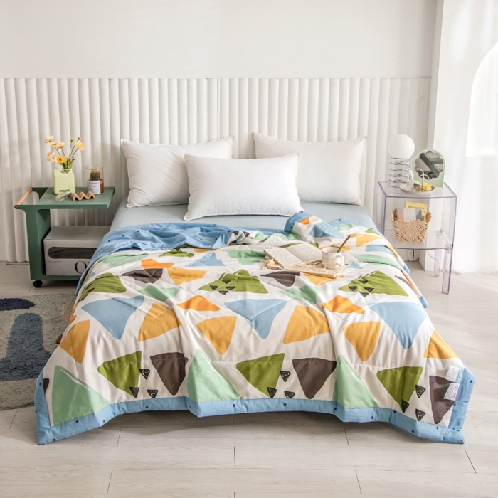 91家纺网 家纺一手货源 找家纺 绵庭家纺 2023新款舒适亲肤全棉单夏被 时间定格