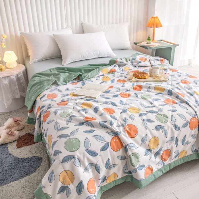 91家纺网 家纺一手货源 找家纺 绵庭家纺 2023新款舒适亲肤全棉单夏被 小鲜橙