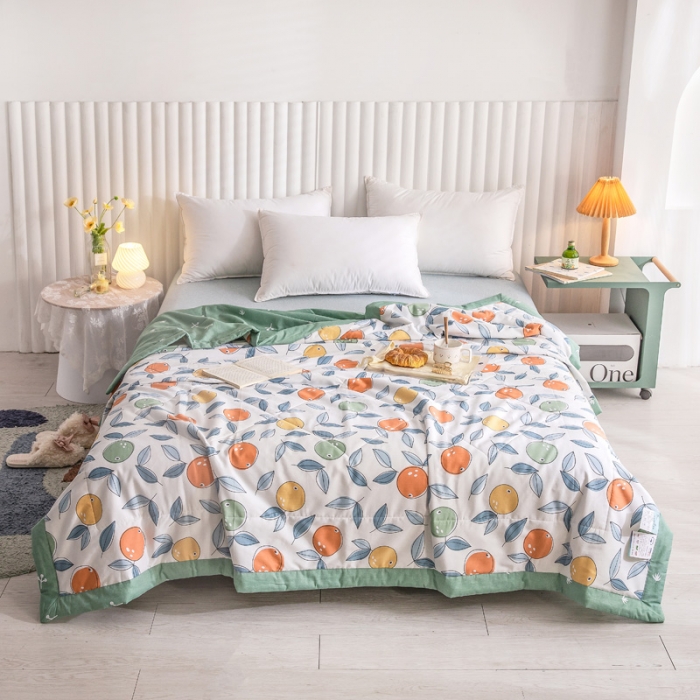 91家纺网 家纺一手货源 找家纺 绵庭家纺 2023新款舒适亲肤全棉单夏被 小鲜橙