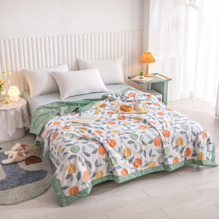 91家纺网 家纺一手货源 找家纺 绵庭家纺 2023新款舒适亲肤全棉单夏被 小鲜橙