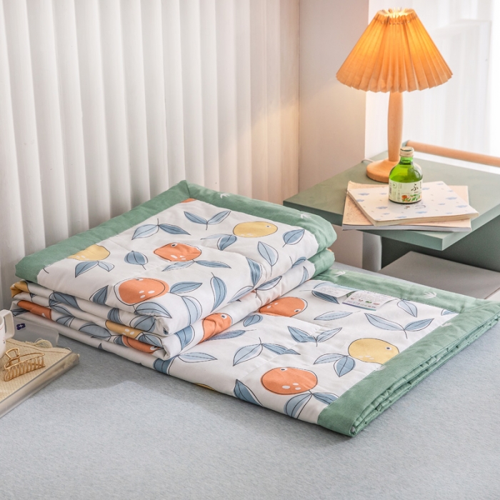 91家纺网 家纺一手货源 找家纺 绵庭家纺 2023新款舒适亲肤全棉单夏被 小鲜橙