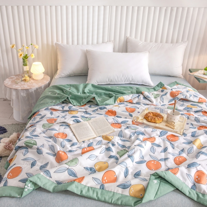 91家纺网 家纺一手货源 找家纺 绵庭家纺 2023新款舒适亲肤全棉单夏被 小鲜橙