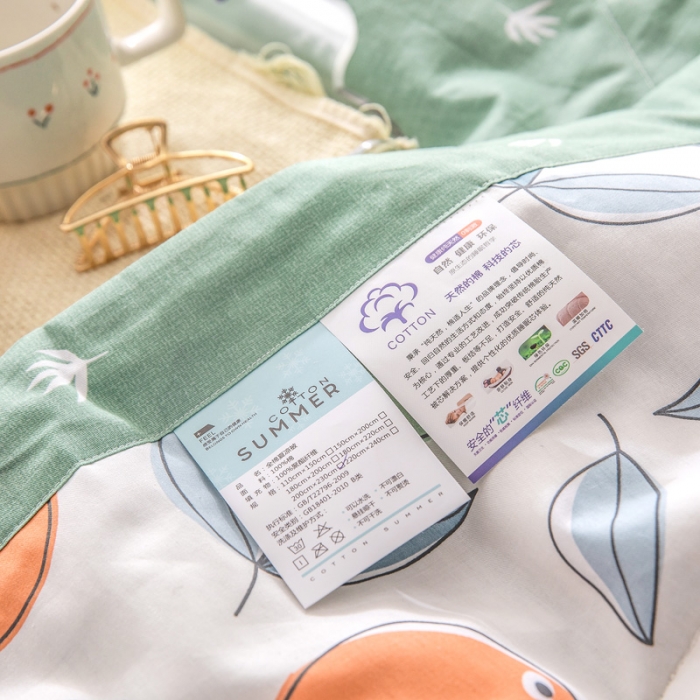 91家纺网 家纺一手货源 找家纺 绵庭家纺 2023新款舒适亲肤全棉单夏被 小鲜橙