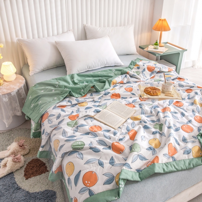 91家纺网 家纺一手货源 找家纺 绵庭家纺 2023新款舒适亲肤全棉单夏被 小鲜橙