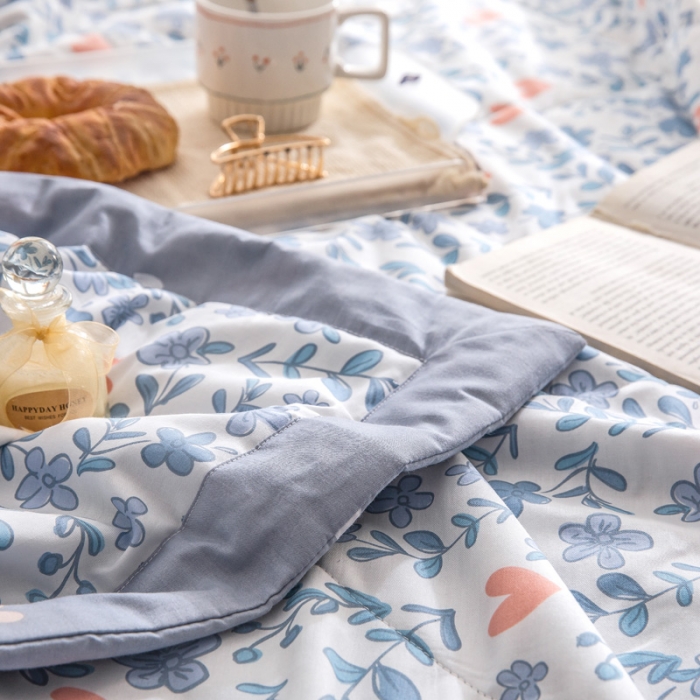 91家纺网 家纺一手货源 找家纺 绵庭家纺 2023新款舒适亲肤全棉单夏被 心动甜心