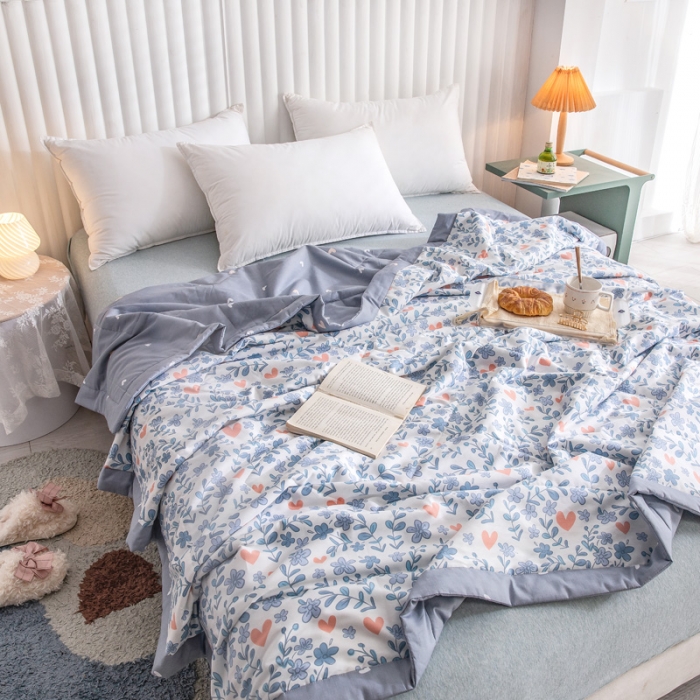 91家纺网 家纺一手货源 找家纺 绵庭家纺 2023新款舒适亲肤全棉单夏被 心动甜心