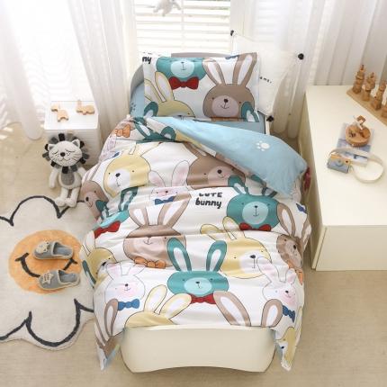 91家纺网 家纺一手货源 找家纺 绵庭家纺 2022新款幼儿园全棉多件套 多彩小兔