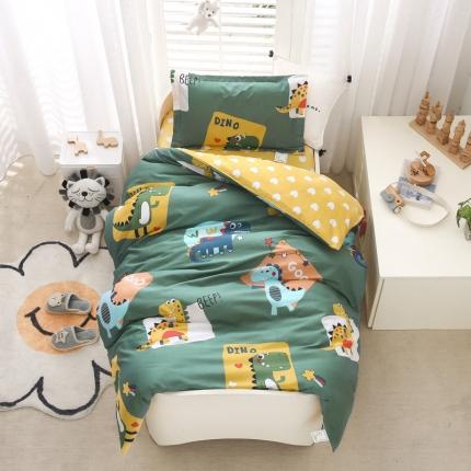91家纺网 家纺一手货源 找家纺 绵庭家纺 2022新款幼儿园全棉多件套 恐龙家族-绿